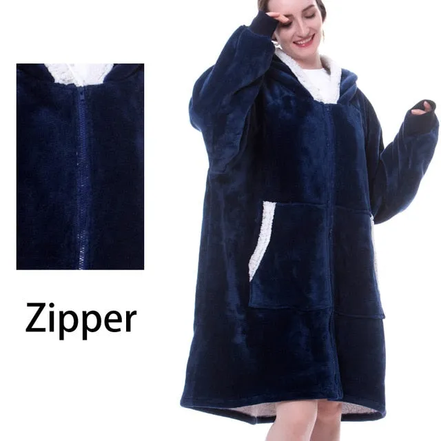 Women’s Oversized Hoodie Sweatshirt Winter Fleece - Giant Wearable Blanket With Sleeves Hoodies Sweat Women Clothes Moletom Feminino