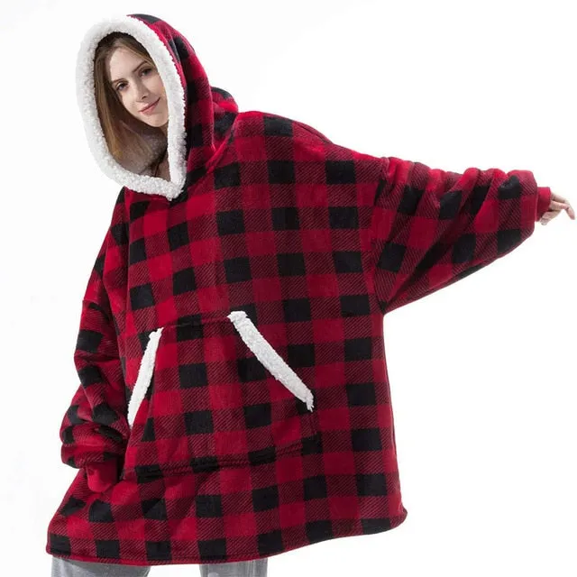 Women’s Oversized Hoodie Sweatshirt Winter Fleece - Giant Wearable Blanket With Sleeves Hoodies Sweat Women Clothes Moletom Feminino