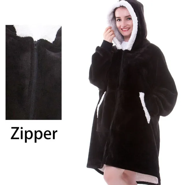 Women’s Oversized Hoodie Sweatshirt Winter Fleece - Giant Wearable Blanket With Sleeves Hoodies Sweat Women Clothes Moletom Feminino