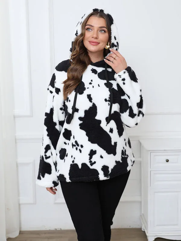 Women's Plus Size Plush Teddy Bear Fleece Hoodie