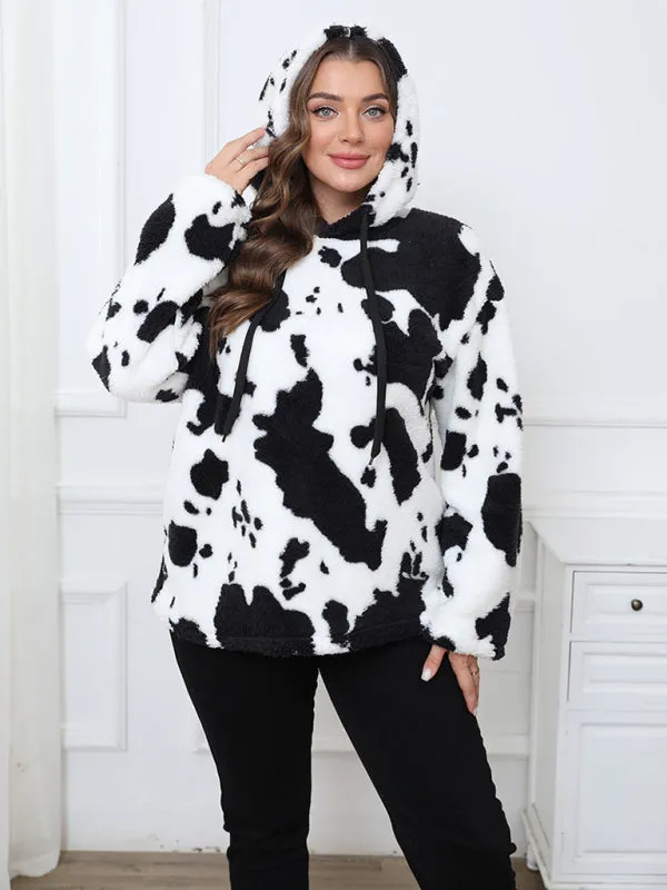 Women's Plus Size Plush Teddy Bear Fleece Hoodie