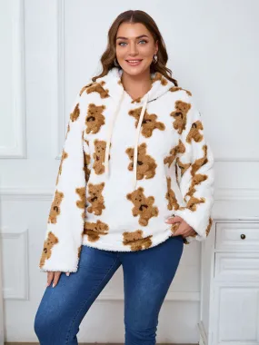 Women's Plus Size Plush Teddy Bear Fleece Hoodie