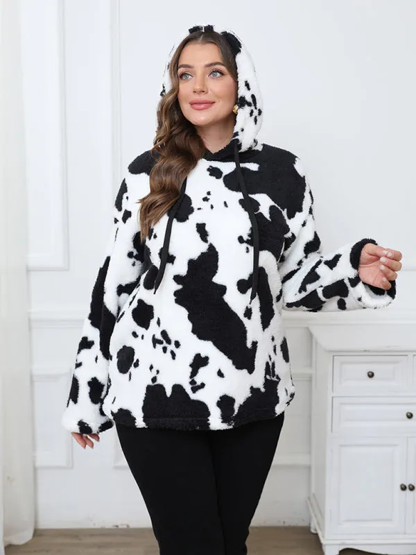 Women's Plus Size Plush Teddy Bear Fleece Hoodie