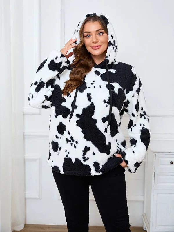 Women's Plus Size Plush Teddy Bear Fleece Hoodie