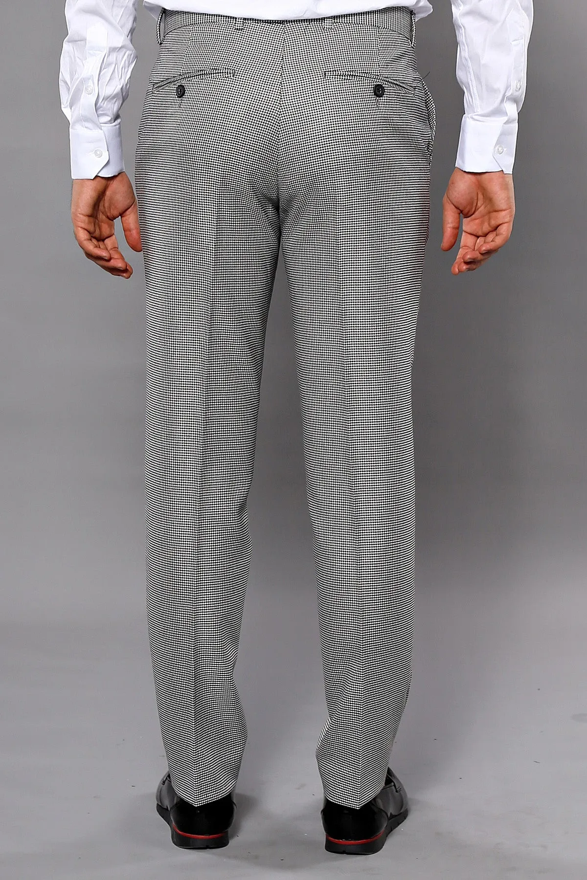 WSS Plaid Slim-Fit Grey Men Trousers  - Bloomington