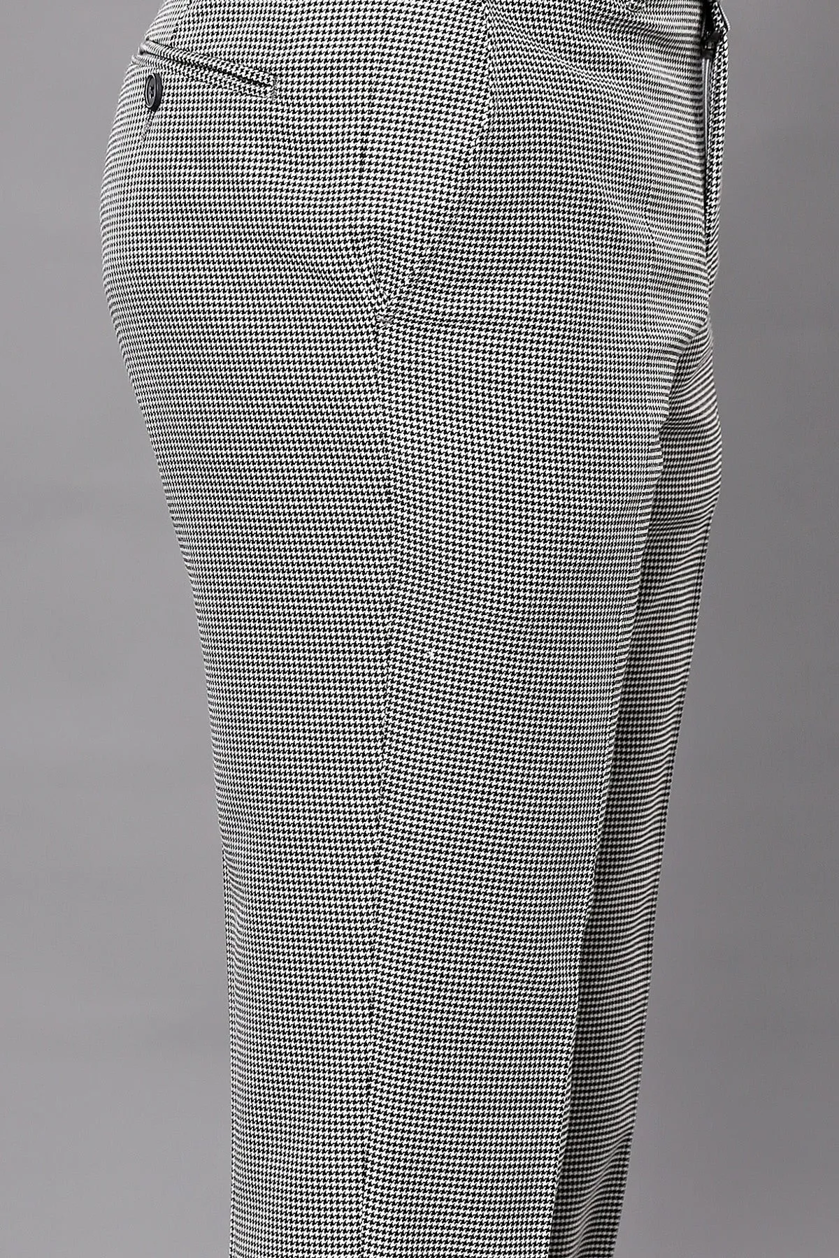 WSS Plaid Slim-Fit Grey Men Trousers  - Bloomington