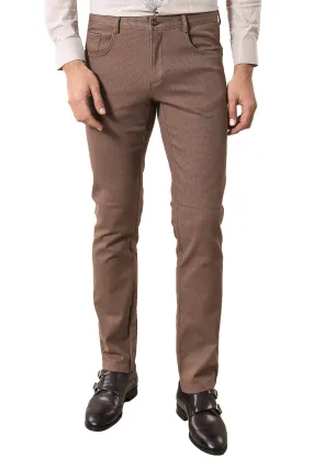 WSS Slim Fit Cotton Light Brown Men Pants  - Singen