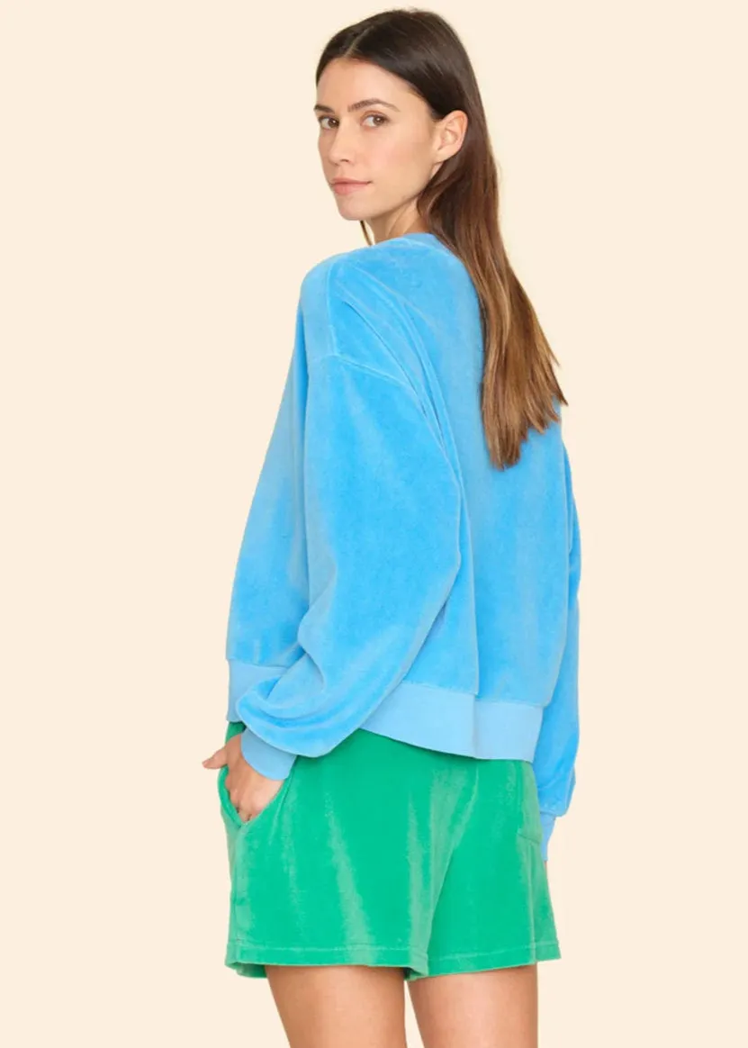 Xirena Pier Blue Huxley Velour Sweatshirt