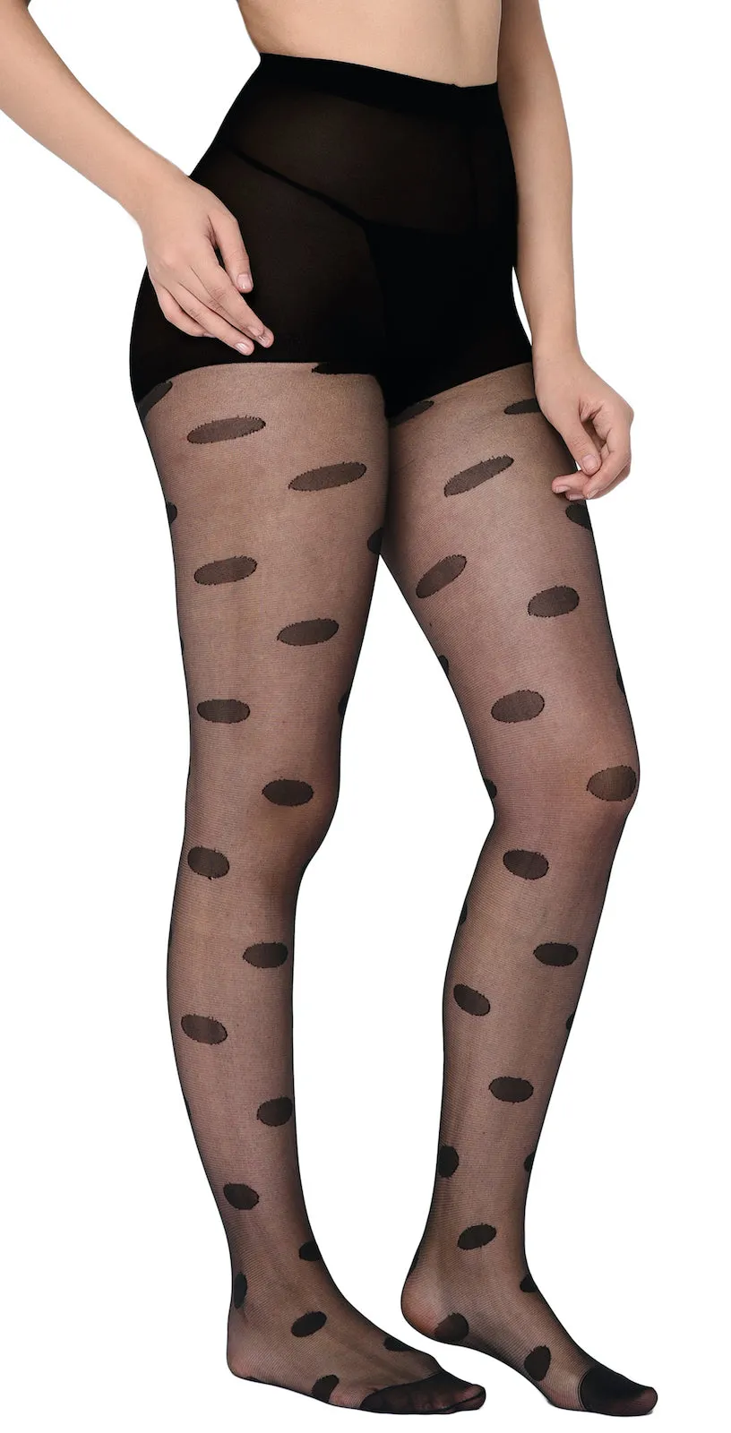 Xs and Os Women Semi Sheer Polka Footed Tights stockings