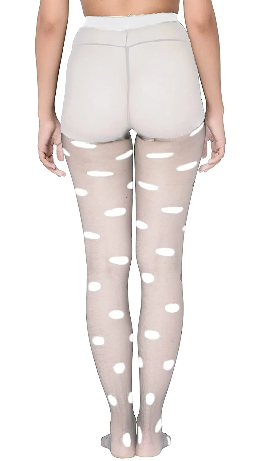 Xs and Os Women Semi Sheer Polka Footed Tights stockings