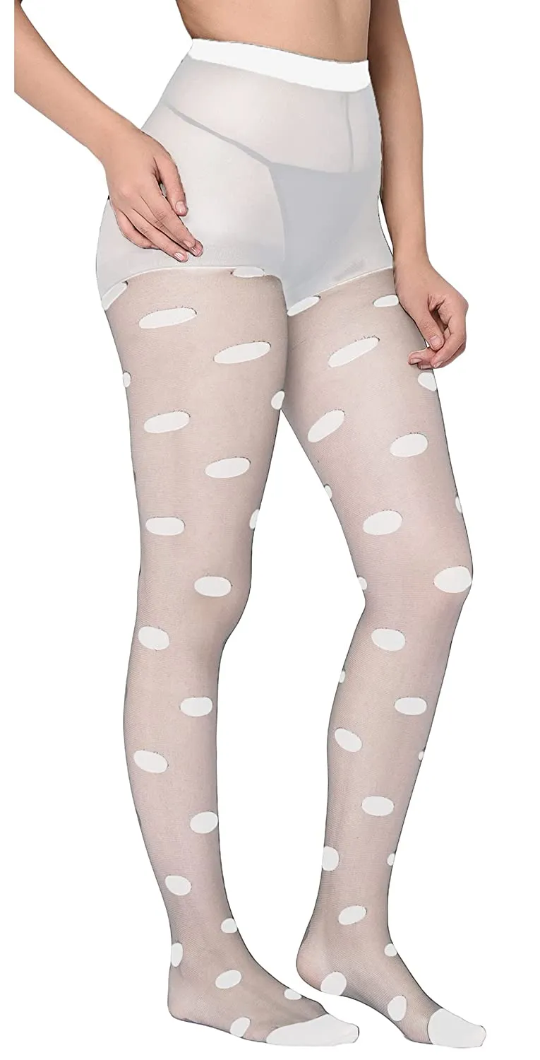 Xs and Os Women Semi Sheer Polka Footed Tights stockings