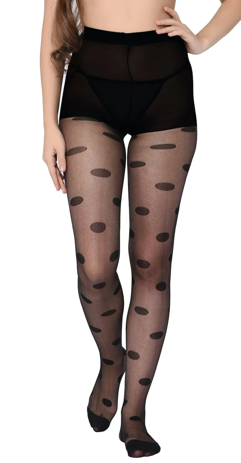Xs and Os Women Semi Sheer Polka Footed Tights stockings