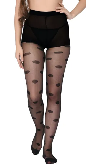 Xs and Os Women Semi Sheer Polka Footed Tights stockings